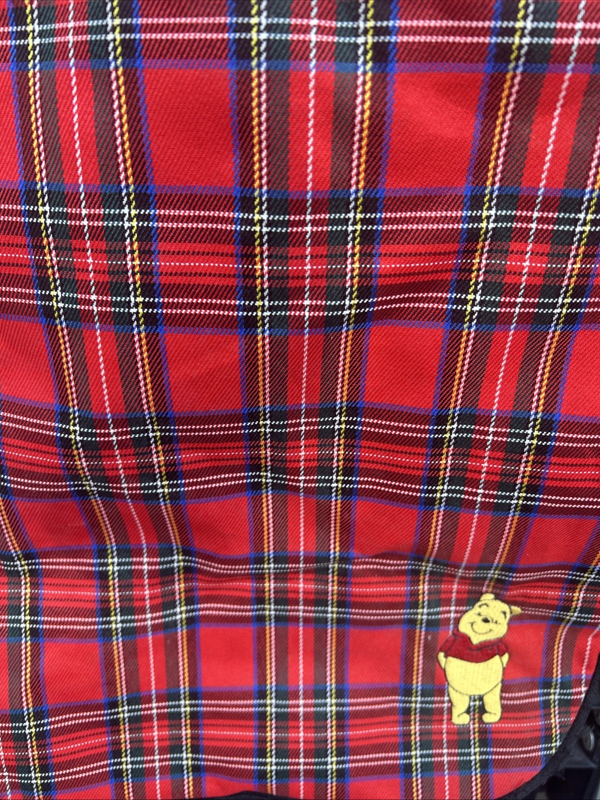 Disney Winnie the Pooh Embroidered Red Plaid Carry All Vintage Tote Bag
