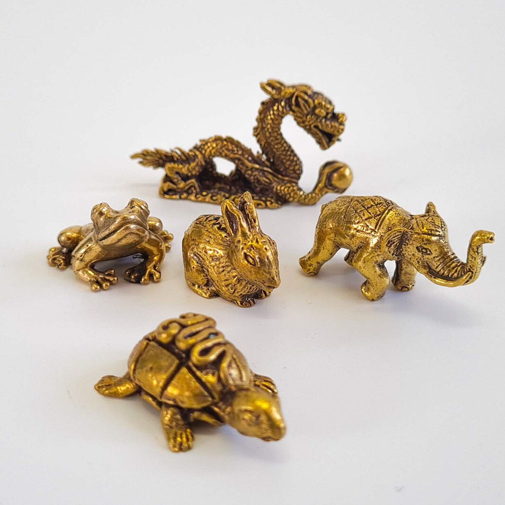 Brass Animals Elephant Dragon Frog Rabbit Turtle Home Decor Small Decoration