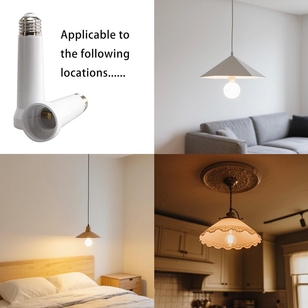Light Socket Extender, E26/E27 Light Bulb Socket Extender Standard Medium Base,