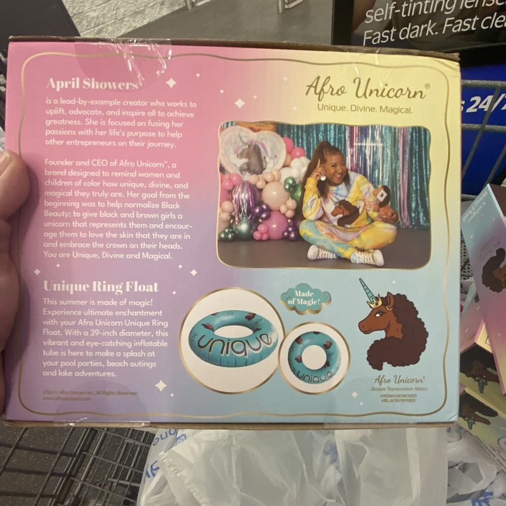 Unique Ring pool Float Afro Unicorn Blue