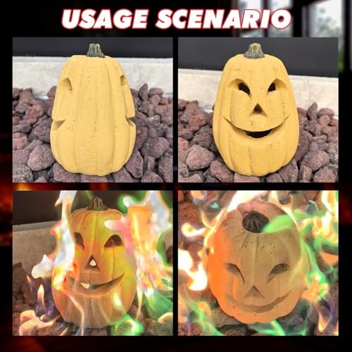 Ceramic Halloween Pumpkin for Fire Pits, Realistic Reusable Single oval