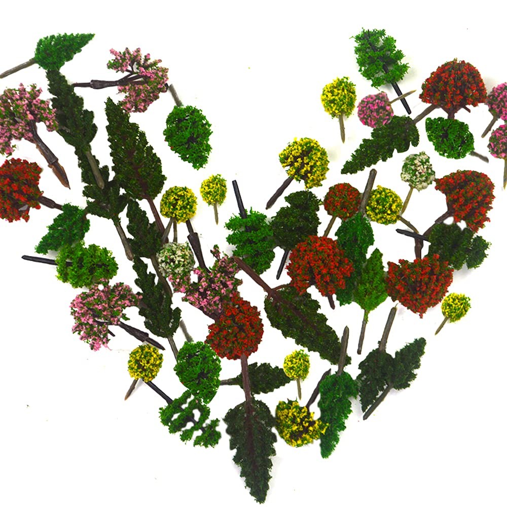 70pcs Mini Model Trees Mixed Miniature Trees Model Train Scenery Artificial Warg