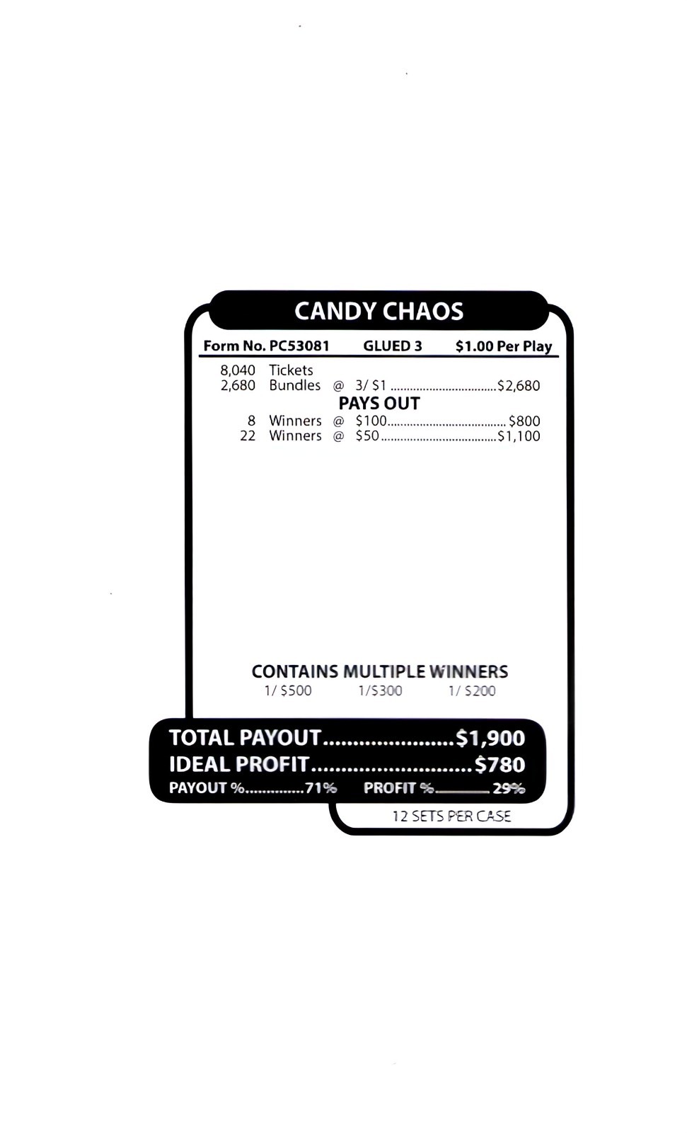 Pull Tab Tickets - Jars - Game - Candy Chaos- 2,680 ct