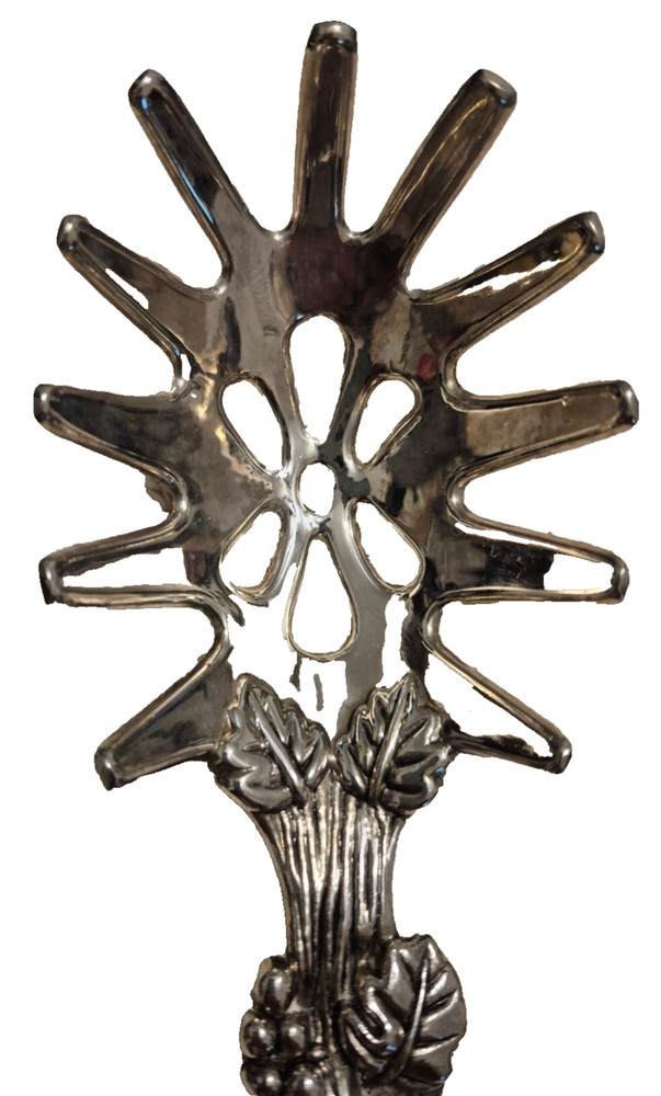 Godinger Silver Plate Slotted Serving Spoon Grapes Leaves Design