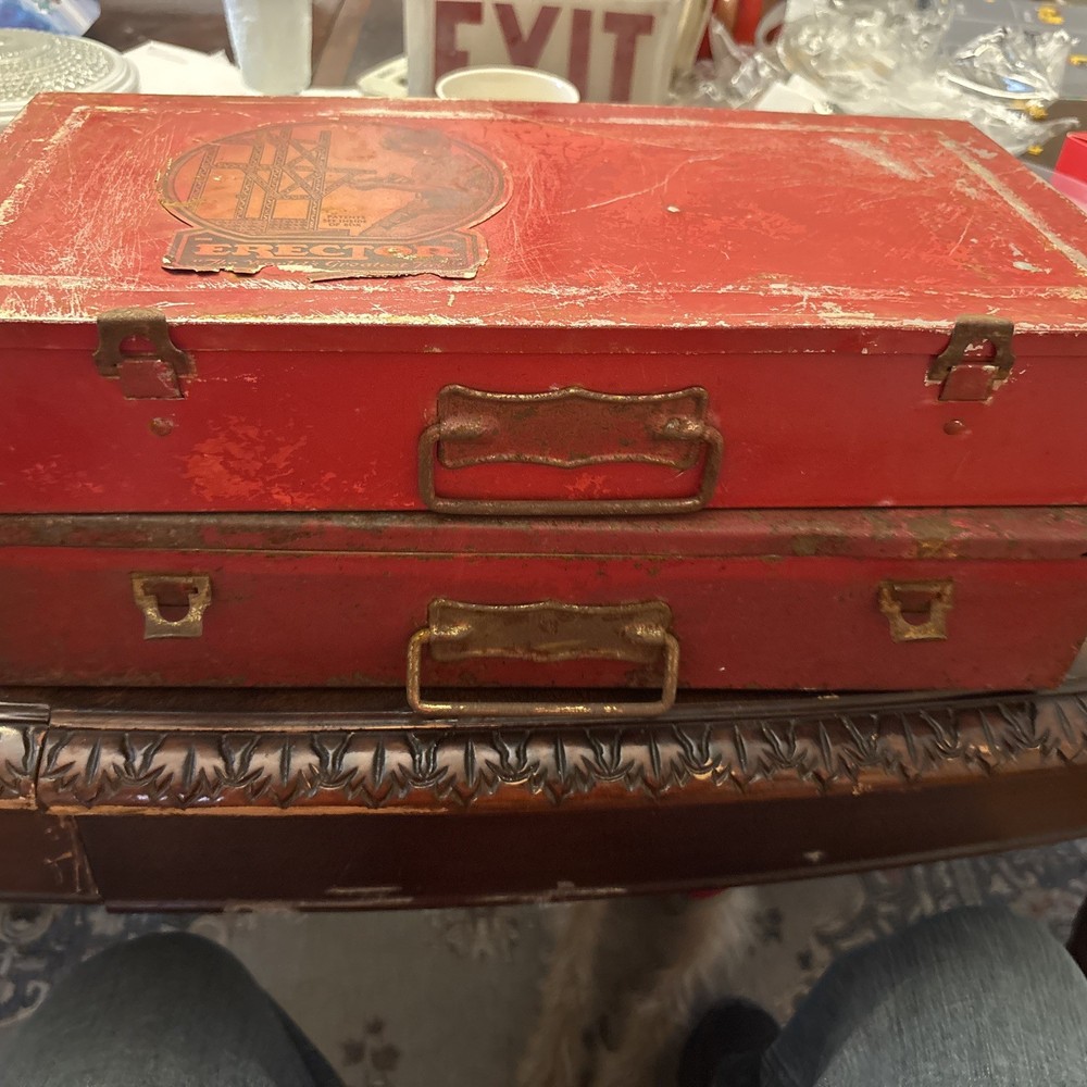 vintage erector set metal box