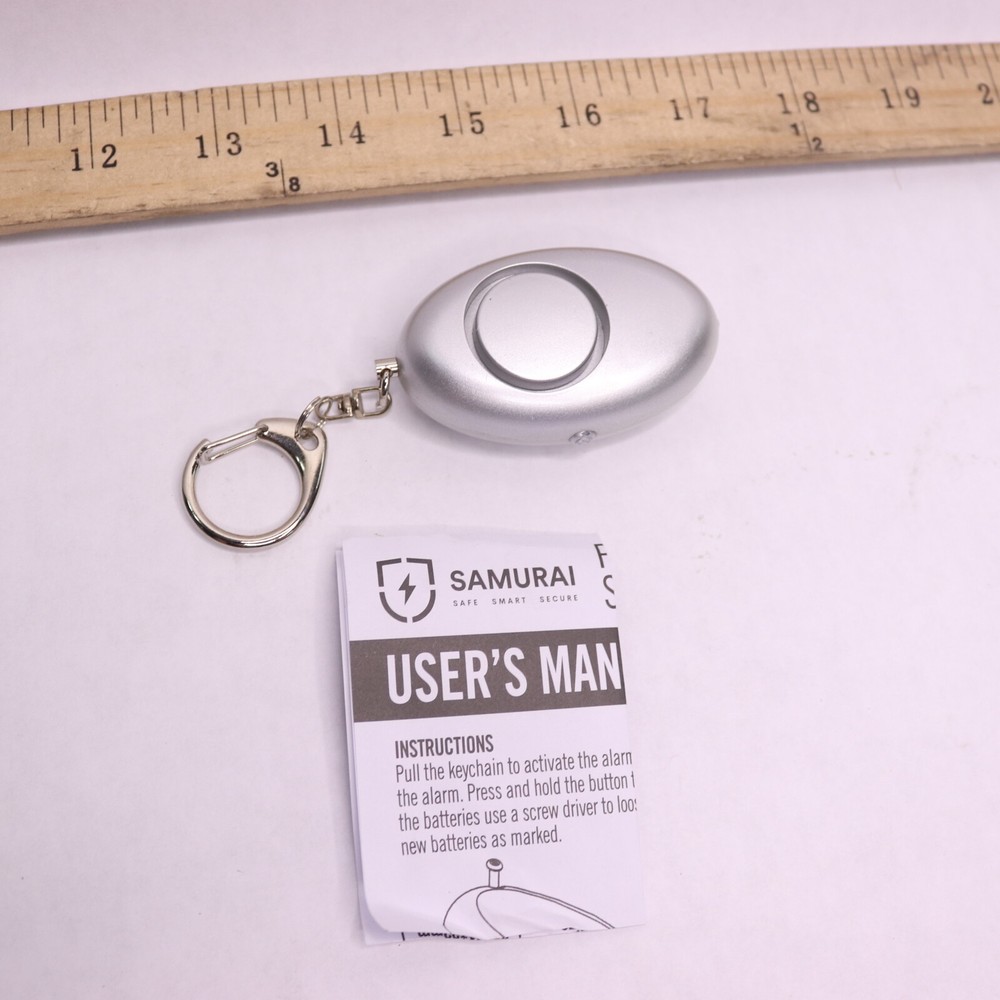 Samurai Personal Safety Alarm Keychain Silver