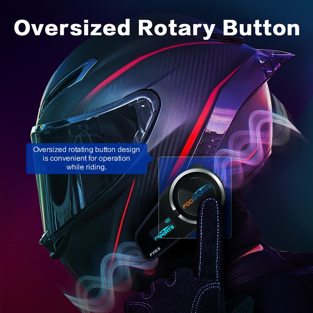 FX6S Headset Motorcycle Helmet Intercom Intercom Motorbike Bluetooth 6Way BT 5