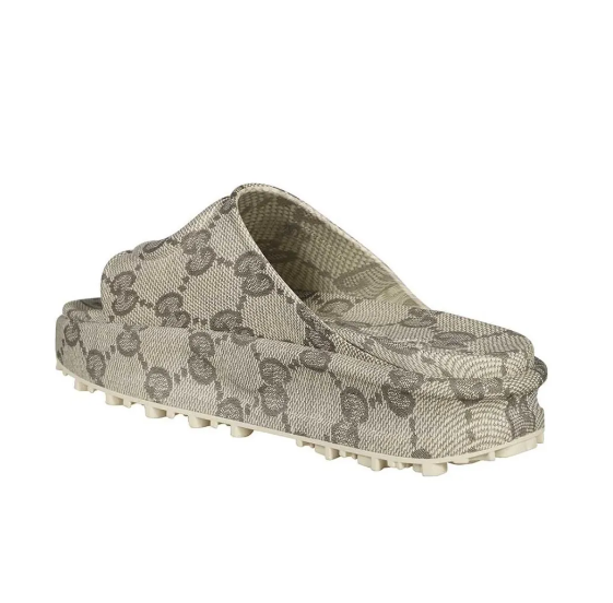 Gucci GG Interlocking Platform Slide Sandals Men's Gray
