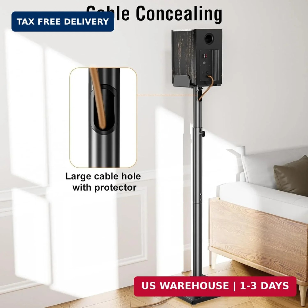 ELIVED Universal Speaker Stands Pair Height Adjustable Max 43.3", Surround Sound