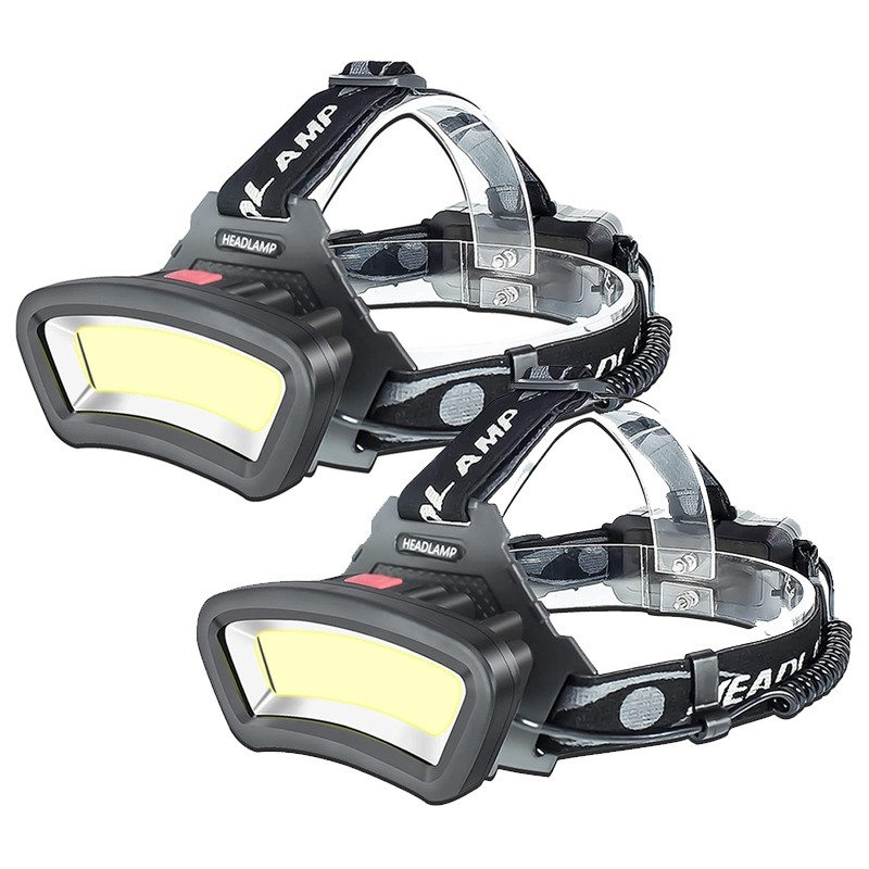2 Pack LED Headlamp Headlight USB Rechargeable Waterproof Head Light Flashlight