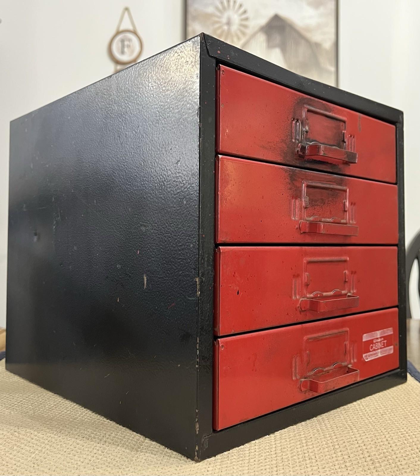 Vintage Industrial 4 Drawer Utility Cabinet By Union Chests Model No. 410