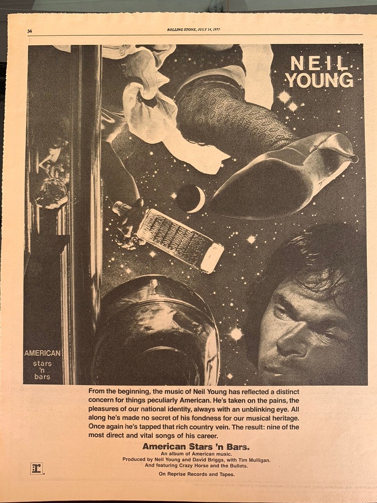 NEIL YOUNG-AMERICAN STARS ‘N BARS Vintage ROLLING Stone Original Ad