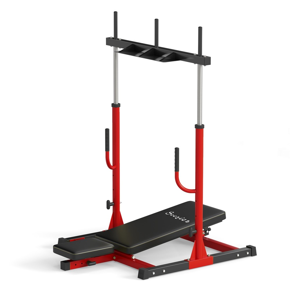Leg Press Machine with Adjustable Leg, Back, Head Positions, Red
