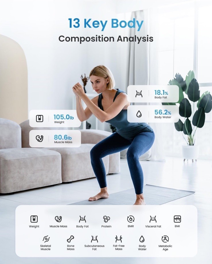 Renpho Smart Body Fat Composition Scale Black Elis NEW Model ES-CS20 Bluetooth