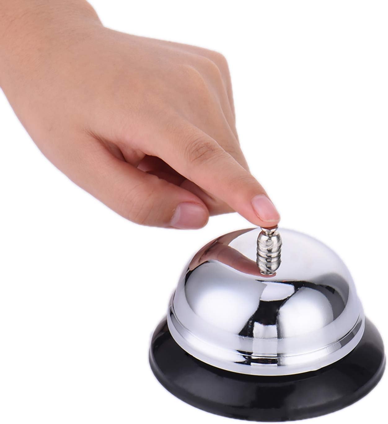 Silver Call Bell 3.3" Desk Service Bell Metal Ringing Counter Bell for Hotel Sch