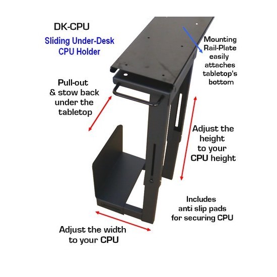 DK-CPU Professional Slidable under-desk CPU holder