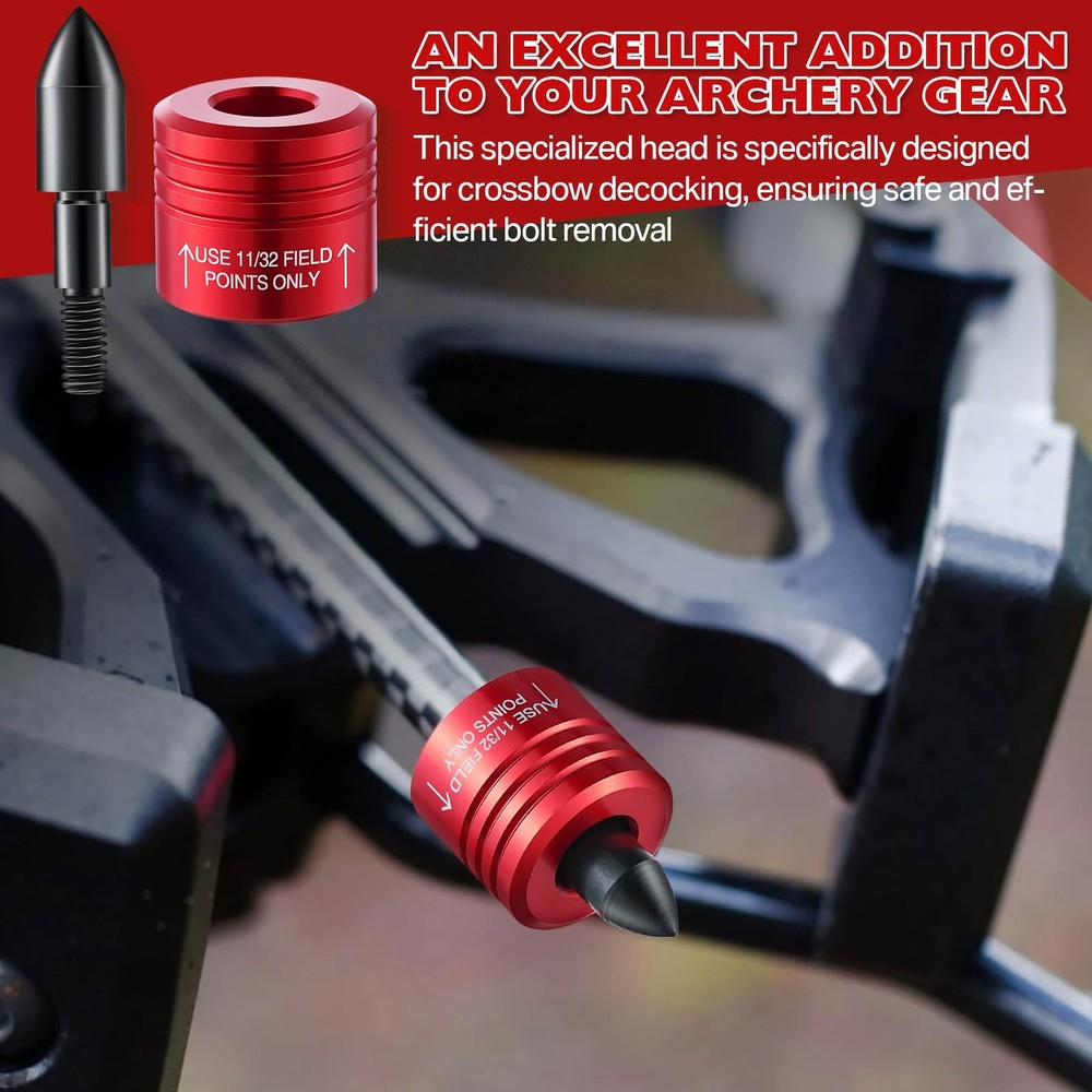 Feekoon 2 Pack Crossbow Bolt Decocking Head, Point Red