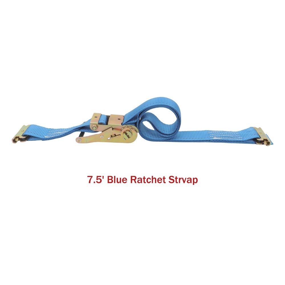 LABLT Secure Cargo E Track Wheel Chock System 7.5' Blue Ratchet Tie Down Straps