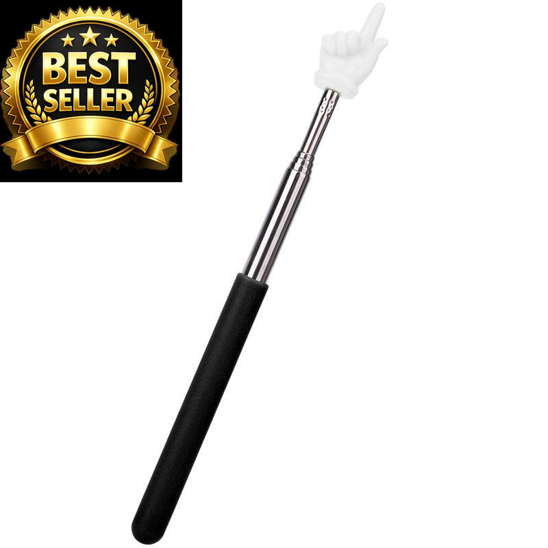 Dumero Extendable Finger Pointer Stick, School Collapsible Telescoping Black
