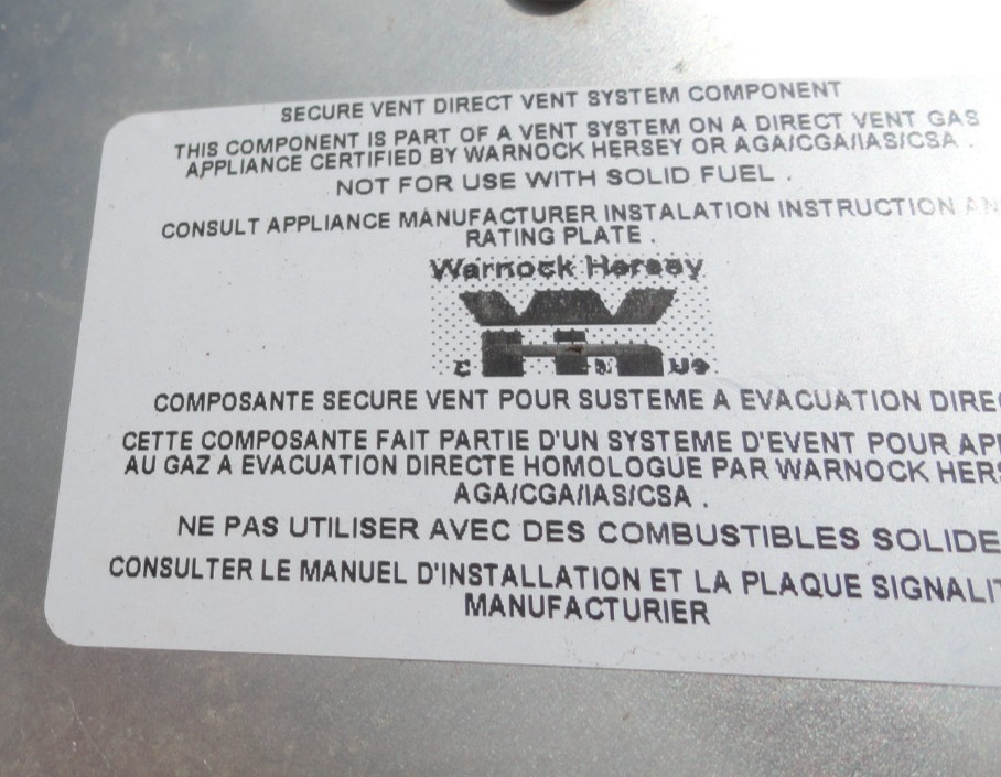 NEW WARNOCK HERSEY SECURE VENT DIRECT VENT SYSTEM SV4.5VTR