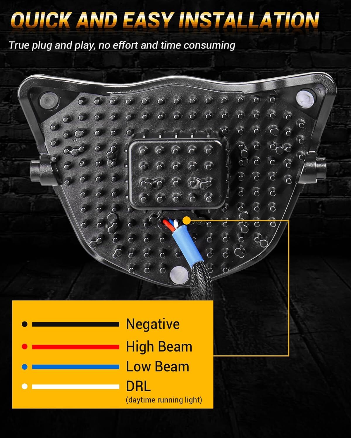 LED Headlight High Low Beam DRL Black Bezel For YAMAHA WR250F WR450F 2007-2024