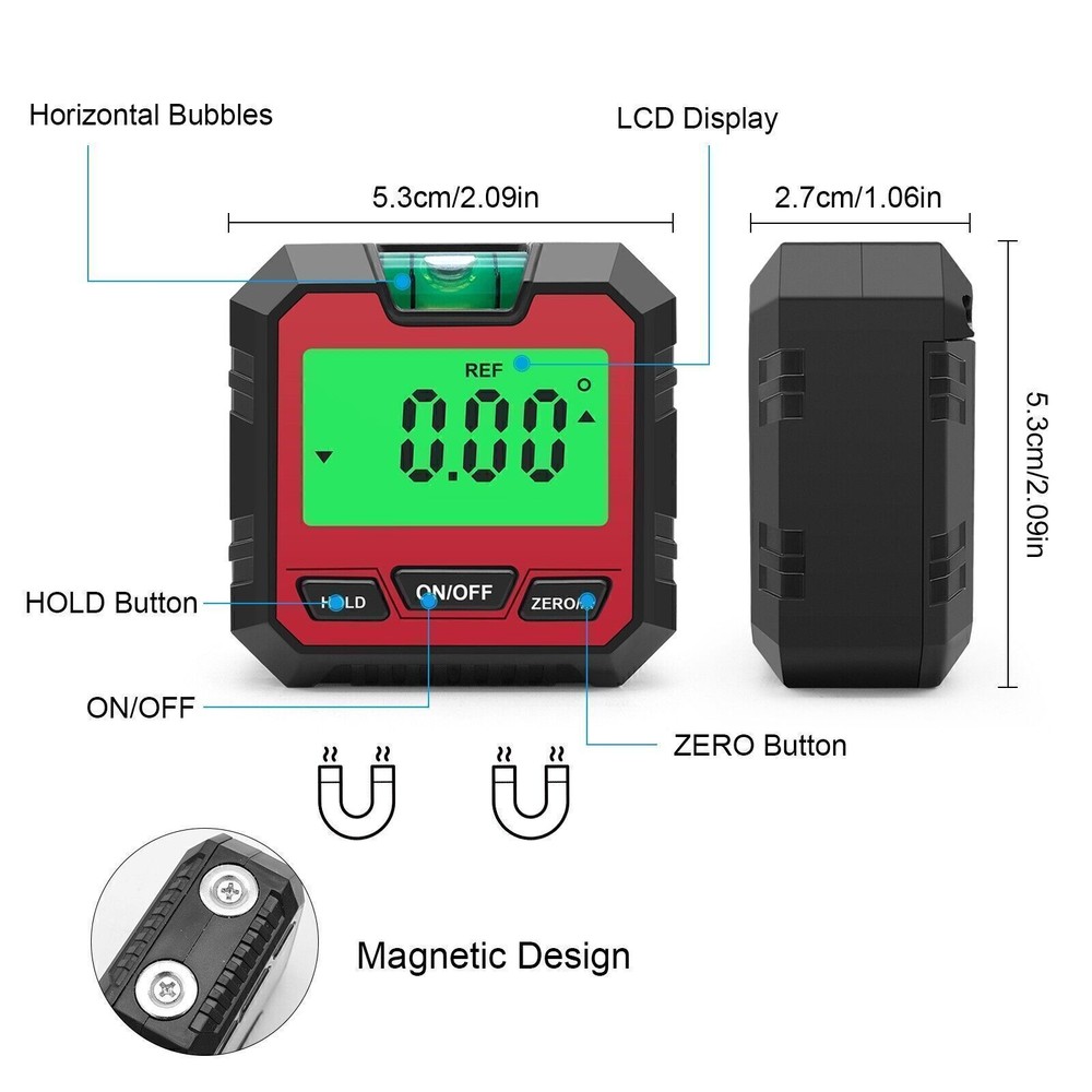 LCD Magnetic Angle Finder – 360 Degree Digital Protractor Tool
