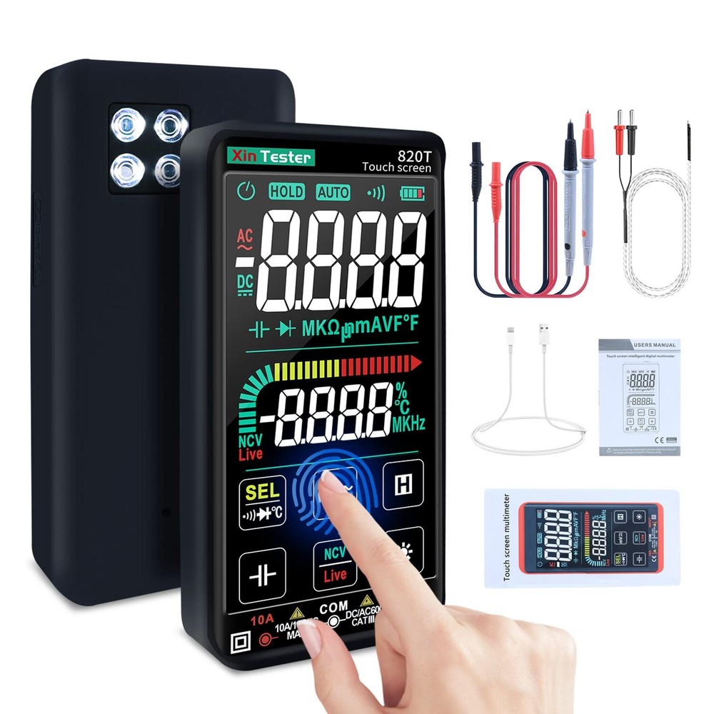 Digital Multimeter Smart Touch Screen Auto-Ranging 9999 Counts TRMS Rechargeable