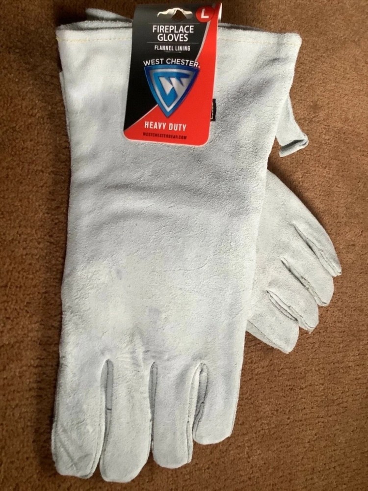 Fireplace Gloves protective, work, Split Cowhide Leather LARGE Same Day Ship !