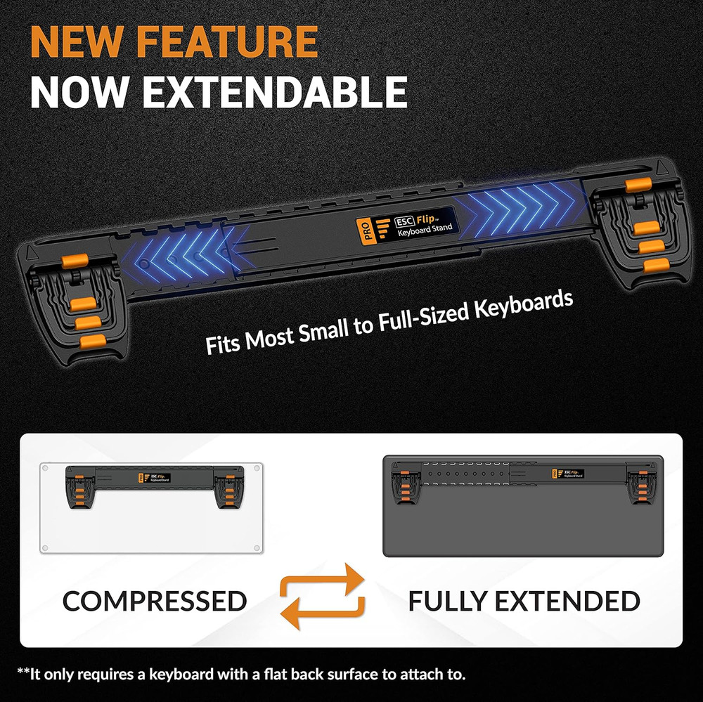 ESC Flip Pro Adjustable Keyboard Stand, Extendable Ergonomic Riser with 4 Fee...