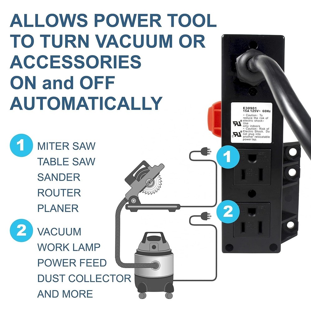 Convenient 15A Power Tool Switch with Dust Control for Workshop Efficiency