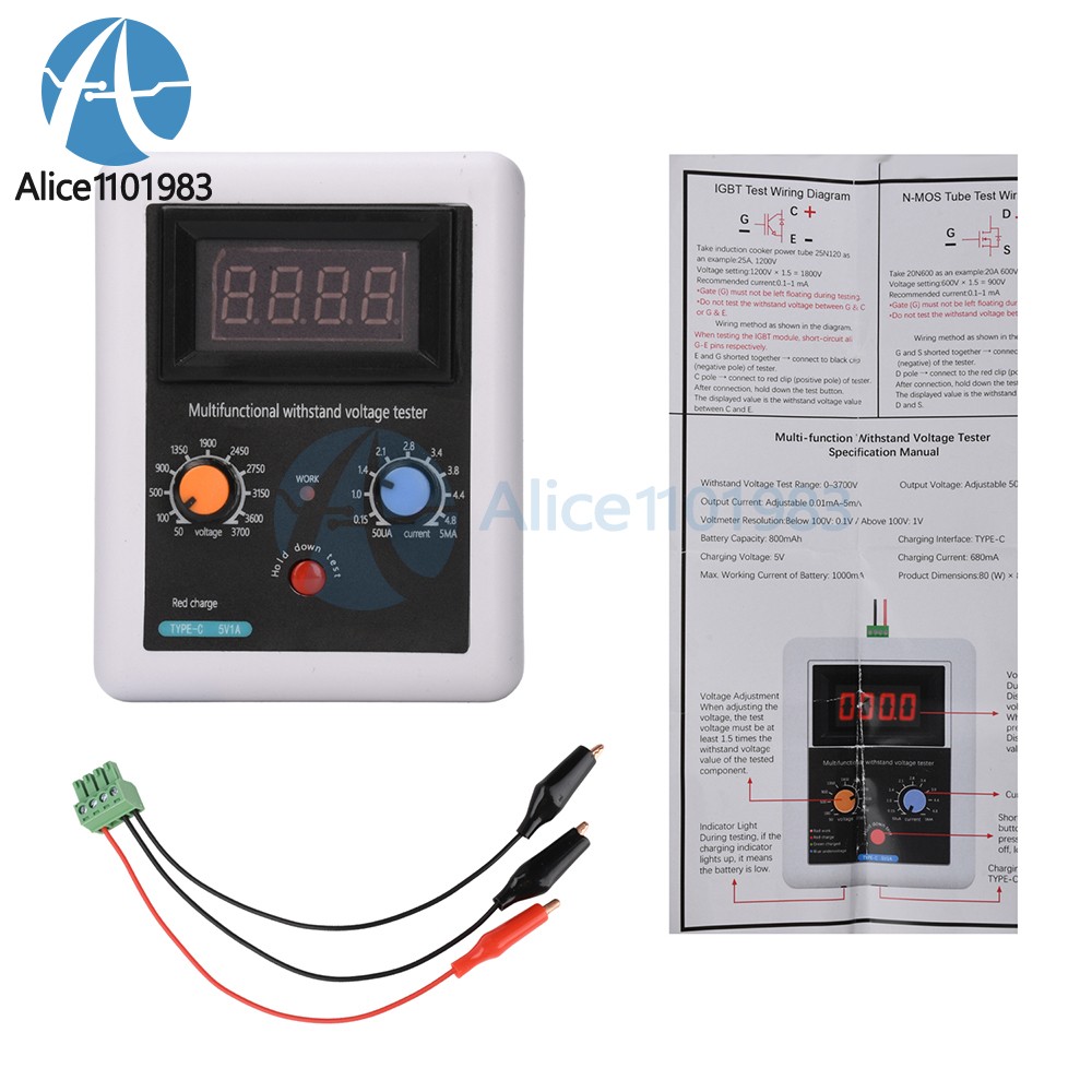 Multifunction Transistor Tester MOSFET IGBT Diode LED Meter Regulated 0-3700V
