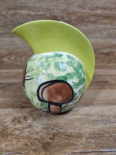 Retro Ceramic Colored Painted Mushroom Pitcher Pottery Signed MCM