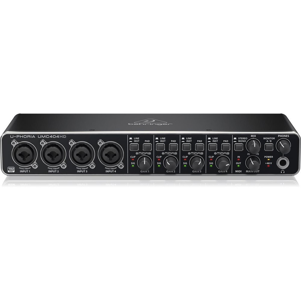 Behringer U-PHORIA UMC404HD USB 2.0 Audio/MIDI Interface with Cable Pack