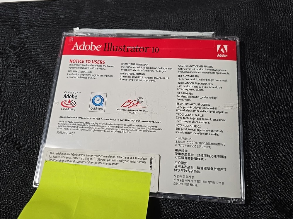Adobe Illustrator 10 CD UPGRADE ONLY for Windows w/ Serial Number User Guide Box