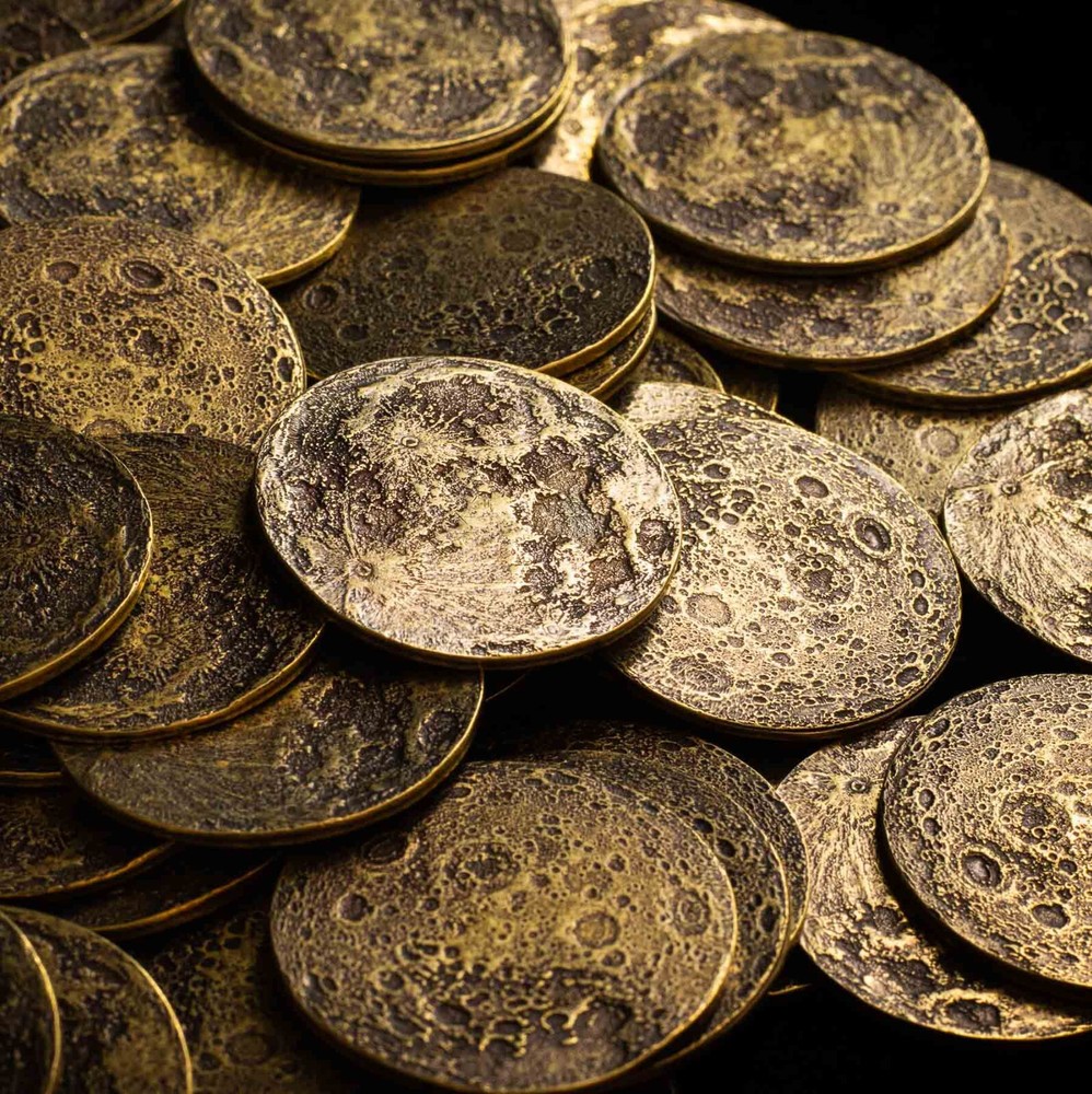 1" solid brass moon coin
