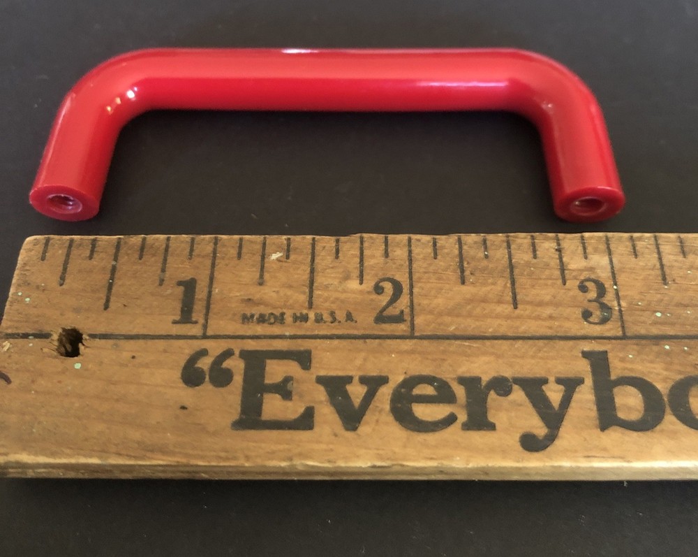 2x Vintage 3” Red Modern Plastic Drawer Handle Pulls