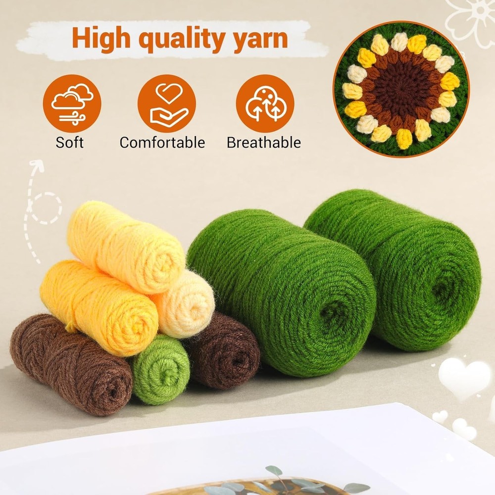 Beginner Crochet Kit for Stunning Sunflower Phone Bag - Includes Tutorials