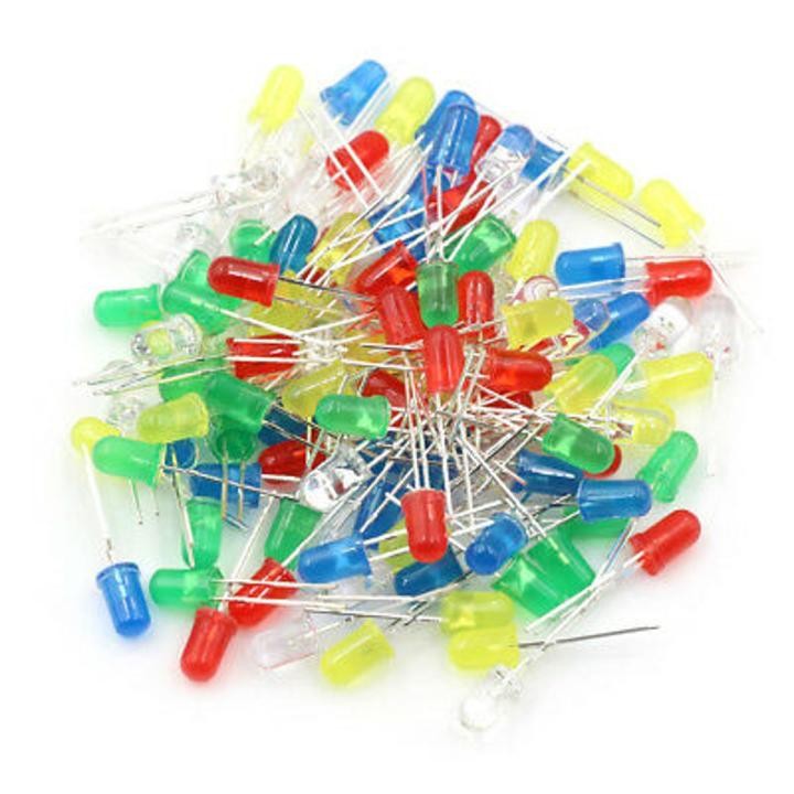 100pcs 5mm Diffused LED Light White Yellow Red Blue Assorted Assortment DIY Set