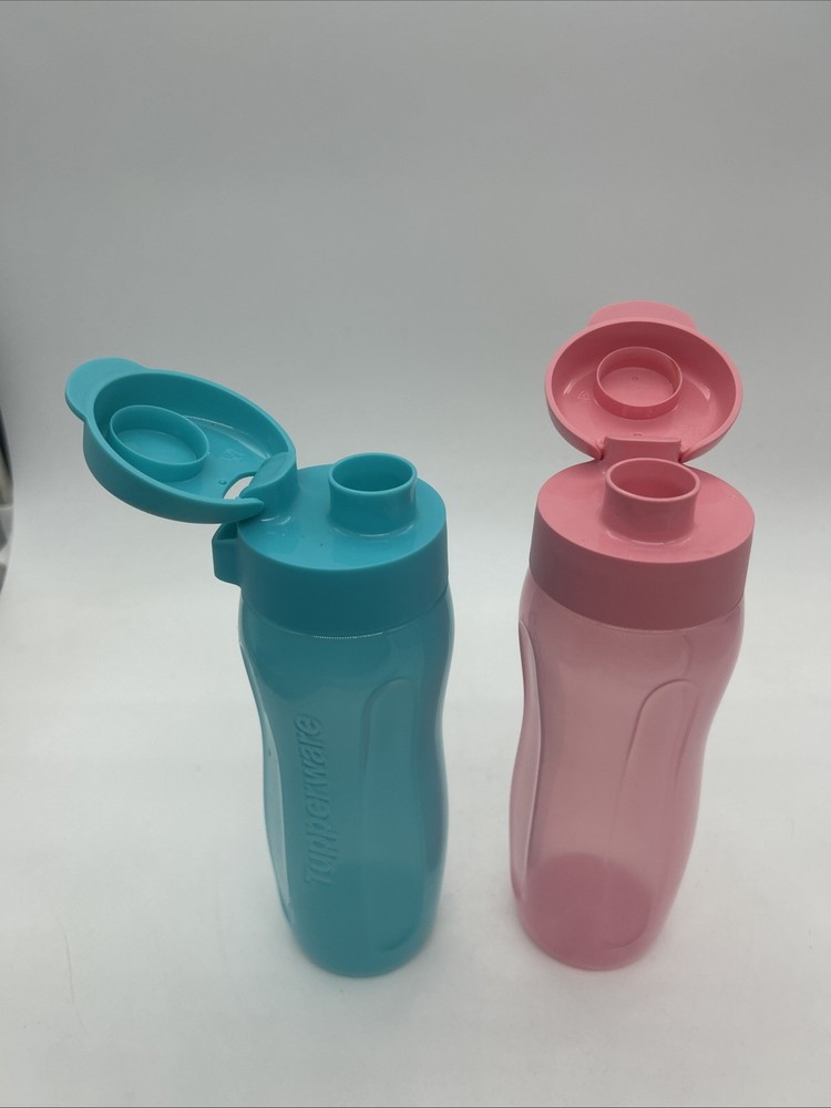 Tupperware 500ml Bottle Pair Eco Top Pink Blue Small