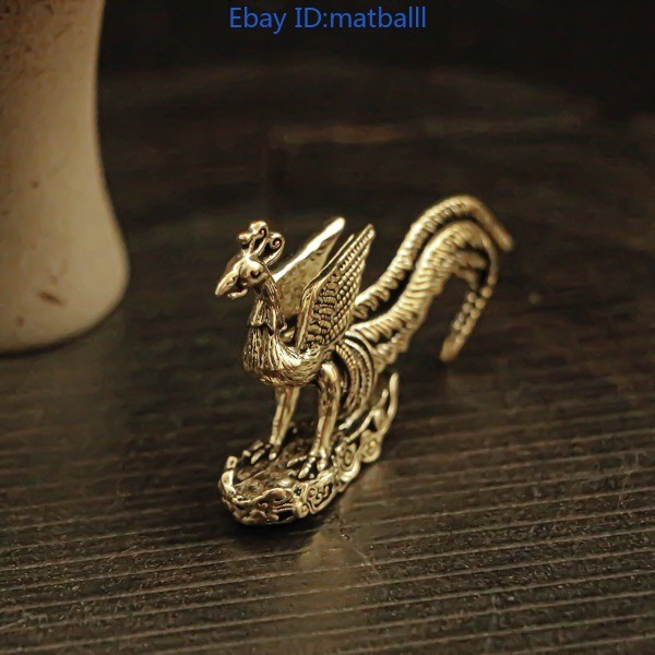 Brass Phoenix Cloud Figurine Retro Office Desktop Small Craft Decor