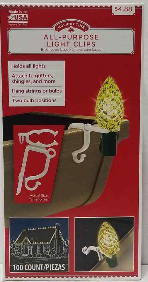 100 All Purpose Light Clips Holiday Time  (LOC RM G-3)