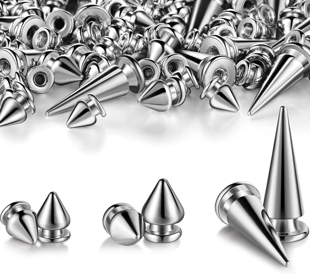 170 Pieces Multiple Sizes Cone Spikes Screwback Studs Rivets Large Medium Small