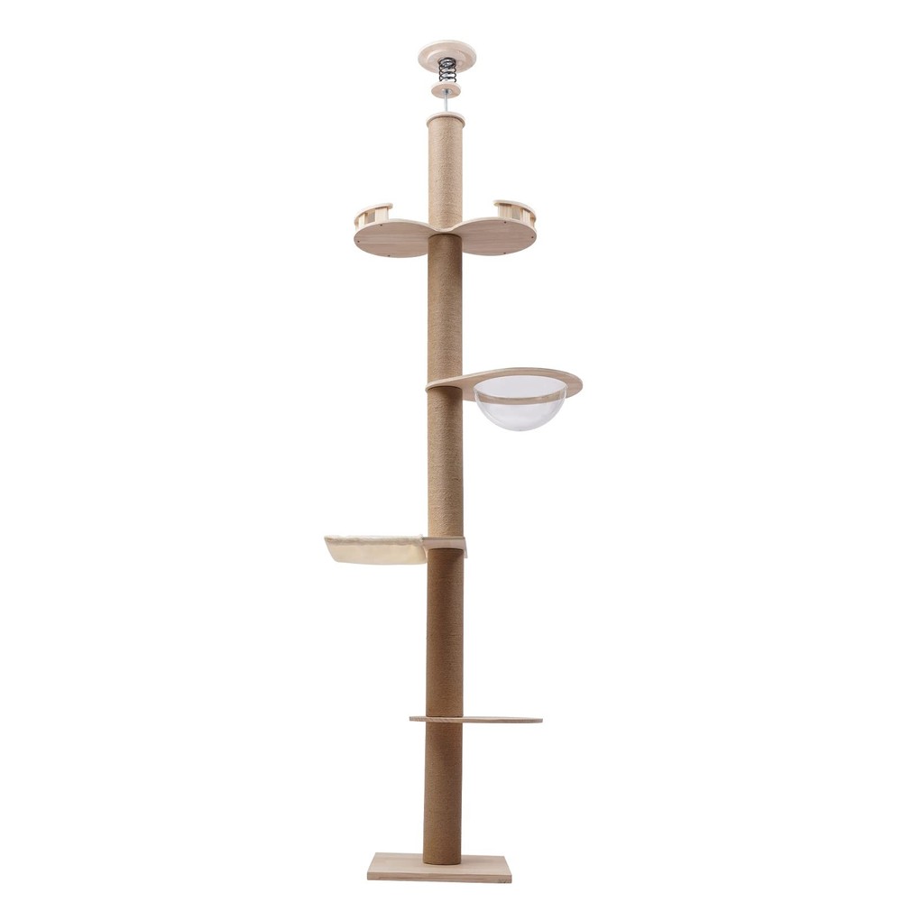 100-104 Inch Adjustable Cat Tree Tower Sisal Rope Scratching Post Multi-Level