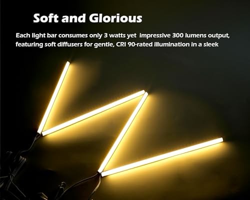 V-Shape Under Cabinet Lighting Kit - 4pcs 12" Dimmable Slim LED Warm White