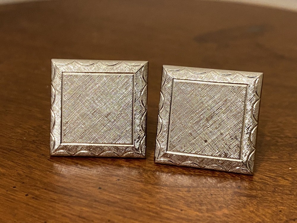 MID CENTURY MODERN Cufflinks Silver Tone