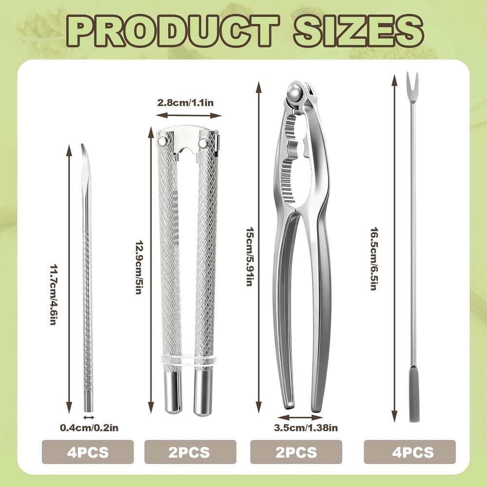 12 Pcs Nut Cracker Set, Crab Crackers and Tools Set, Stainless Steel Nutcracker