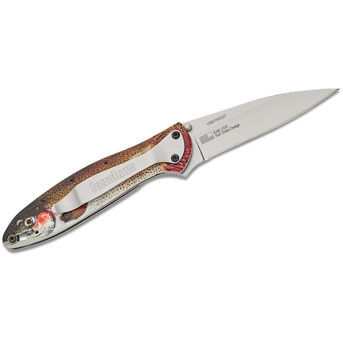 Kershaw Leek Rainbow Trout Assisted Open Liner Lock Drop Point Blade EDC