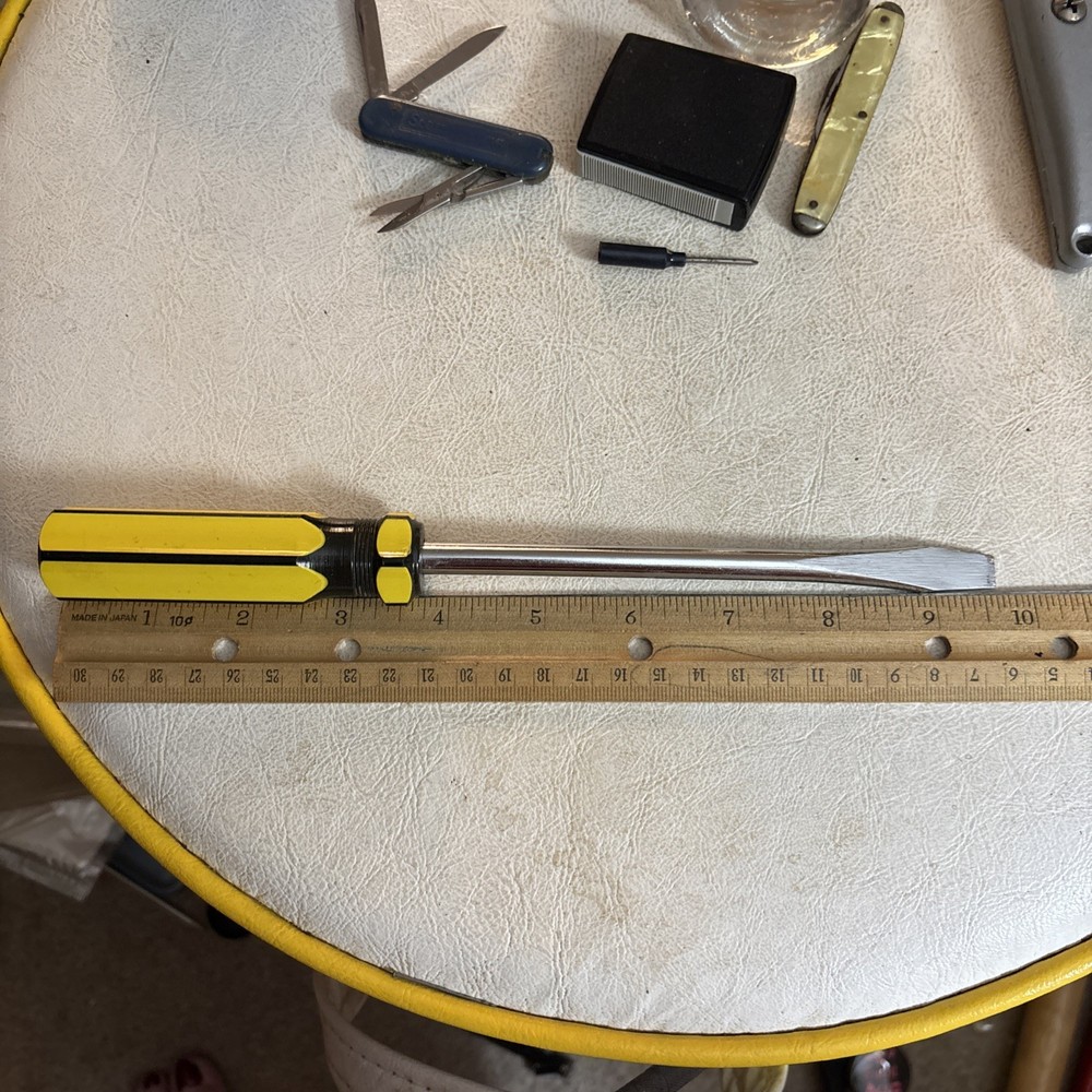 Yellow And Black Handled Flathead Screwdriver 9.5”
