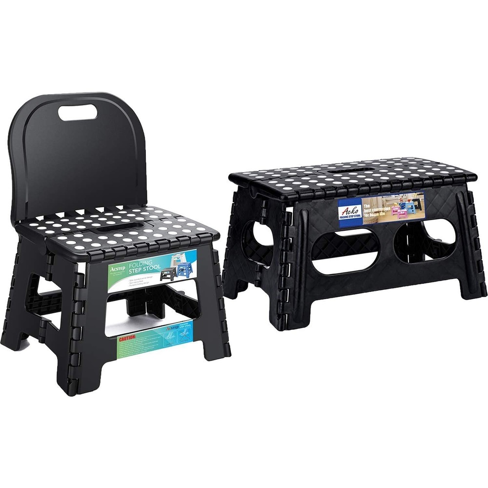 ACSTEP Folding Step Stool, Include Extra Wide Heavy Duty Stepping Stool and B...