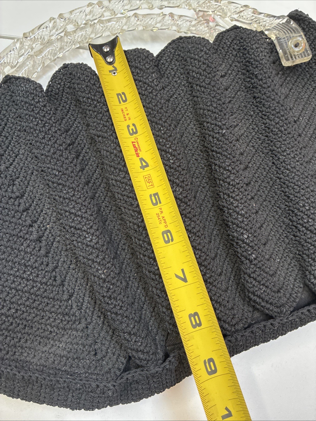 1930s Art Deco Crochet Handbag Clear Lucite Style Handle Provenance Depression